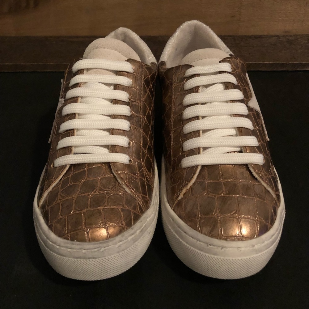 STEVEN NY Rubie Copper Croco Distressed Sneakers - Picture 7 of 16
